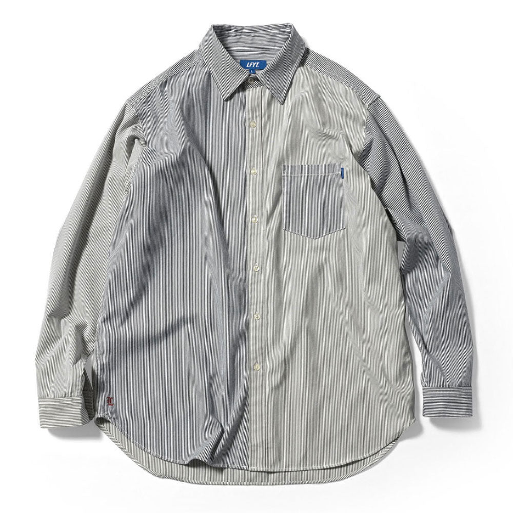 Mixed Stripe L/S Big Shirt ストライプ ビッグ 長袖 シャツ