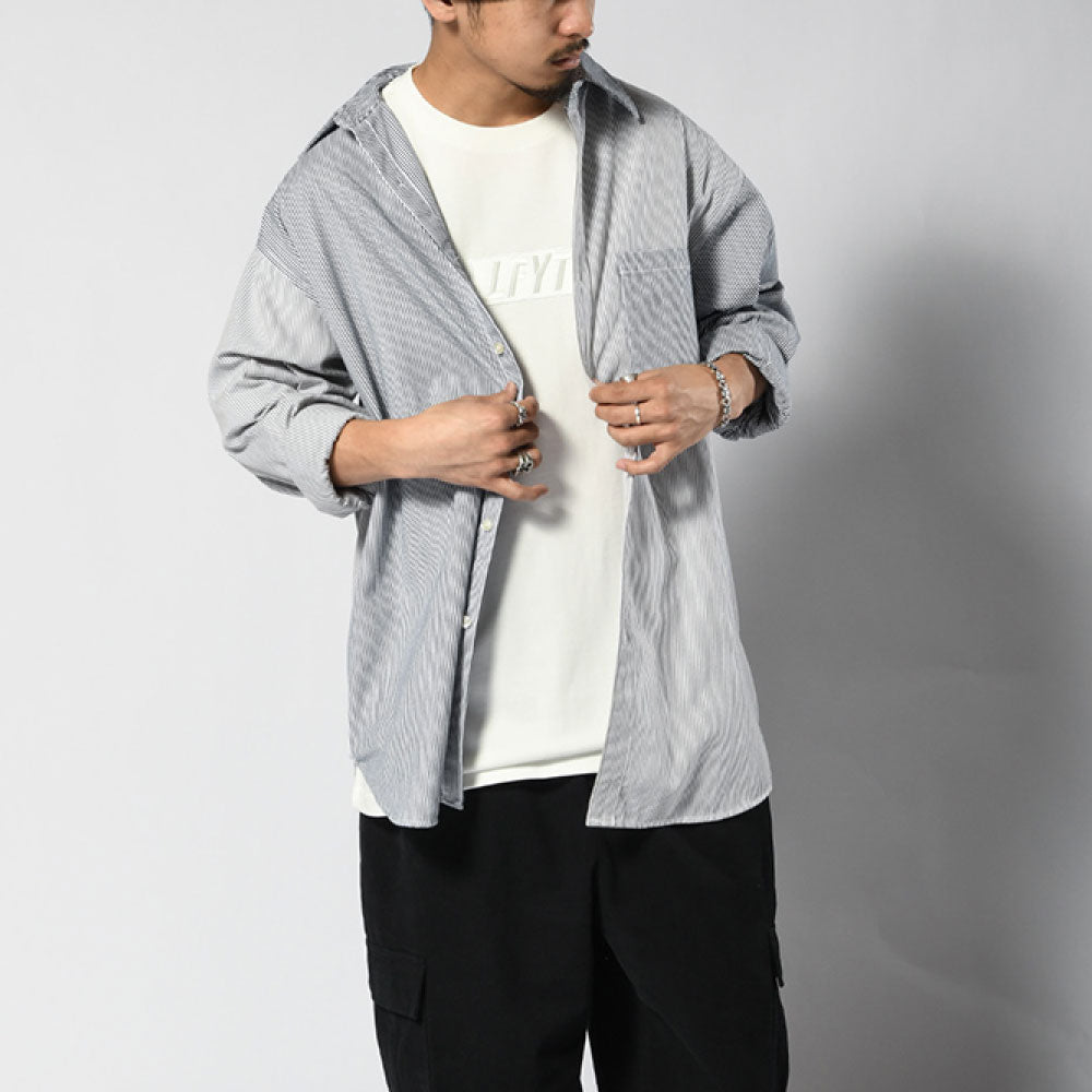 Mixed Stripe L/S Big Shirt ストライプ ビッグ 長袖 シャツ