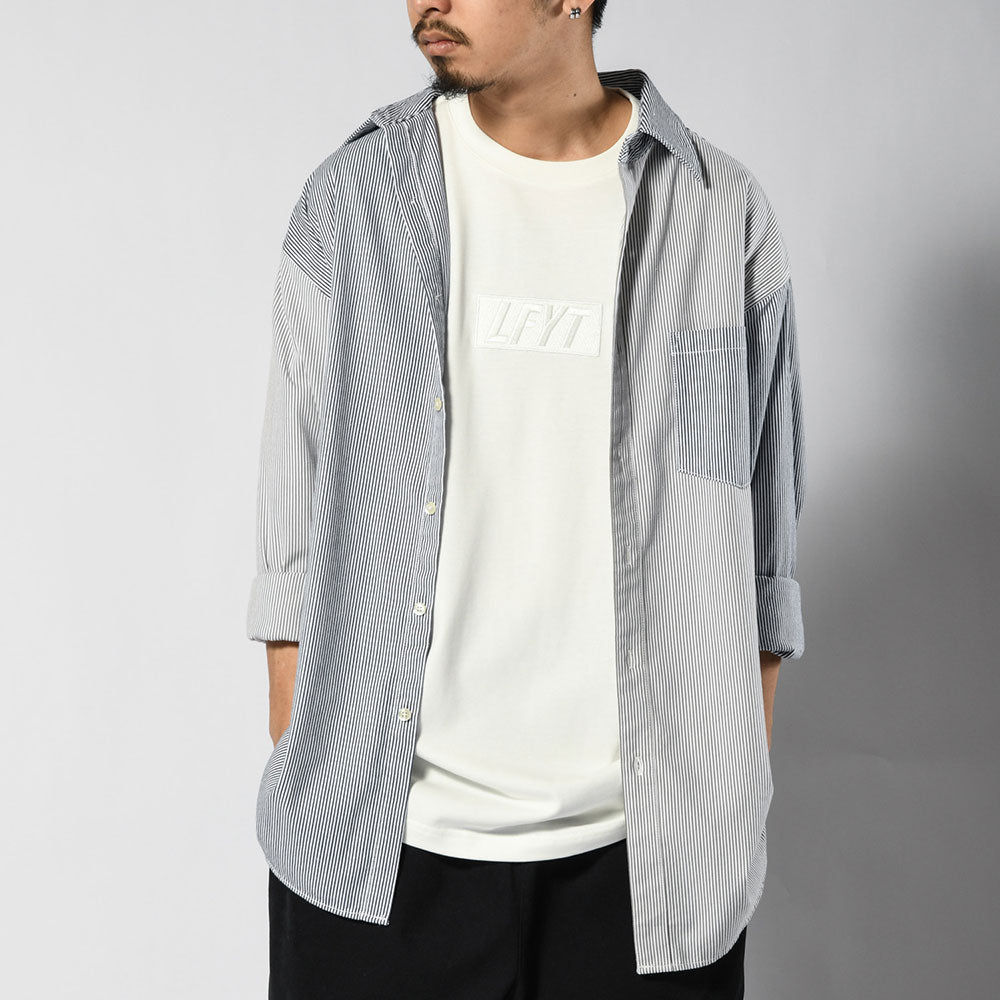 Mixed Stripe L/S Big Shirt ストライプ ビッグ 長袖 シャツ