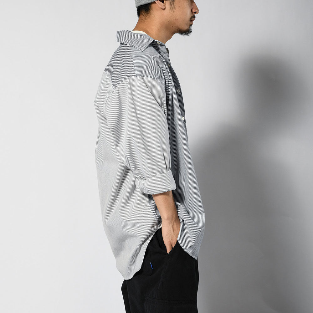 Mixed Stripe L/S Big Shirt ストライプ ビッグ 長袖 シャツ