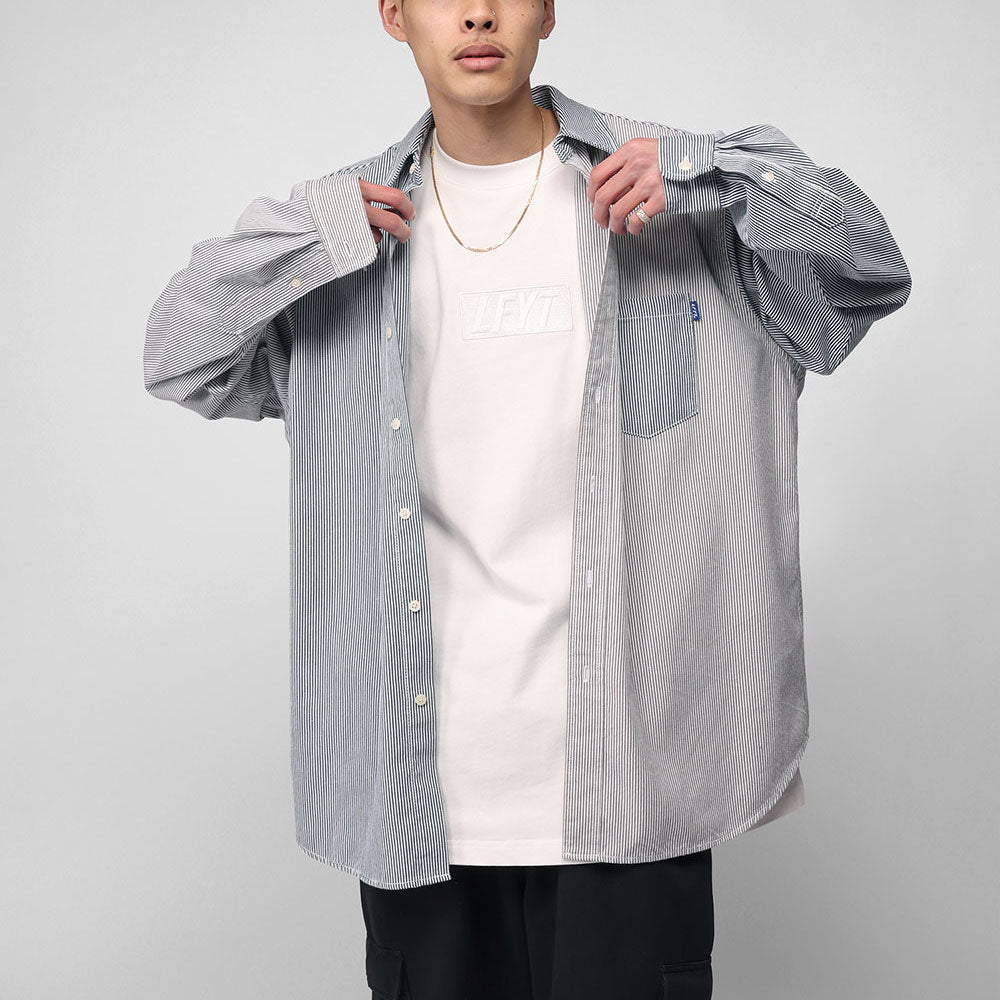 Mixed Stripe L/S Big Shirt ストライプ ビッグ 長袖 シャツ
