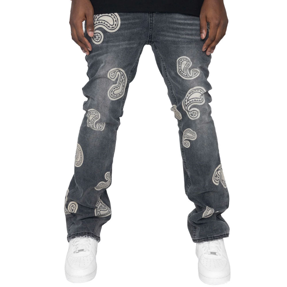 Bleached Paisley Flare Denim Pants ペイズリー デニム フレア パンツ