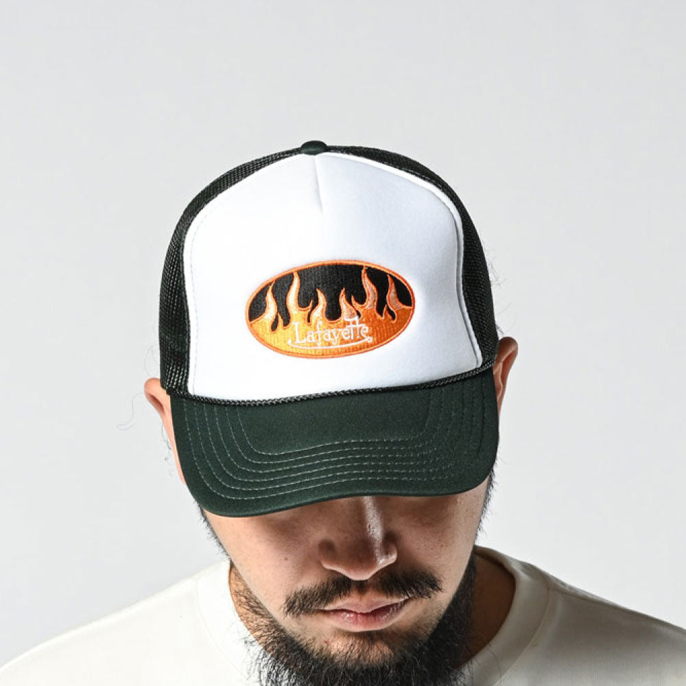 Fire Logo Trucker Cap ファイヤー ロゴ トラッカー メッシュ キャップ 帽子