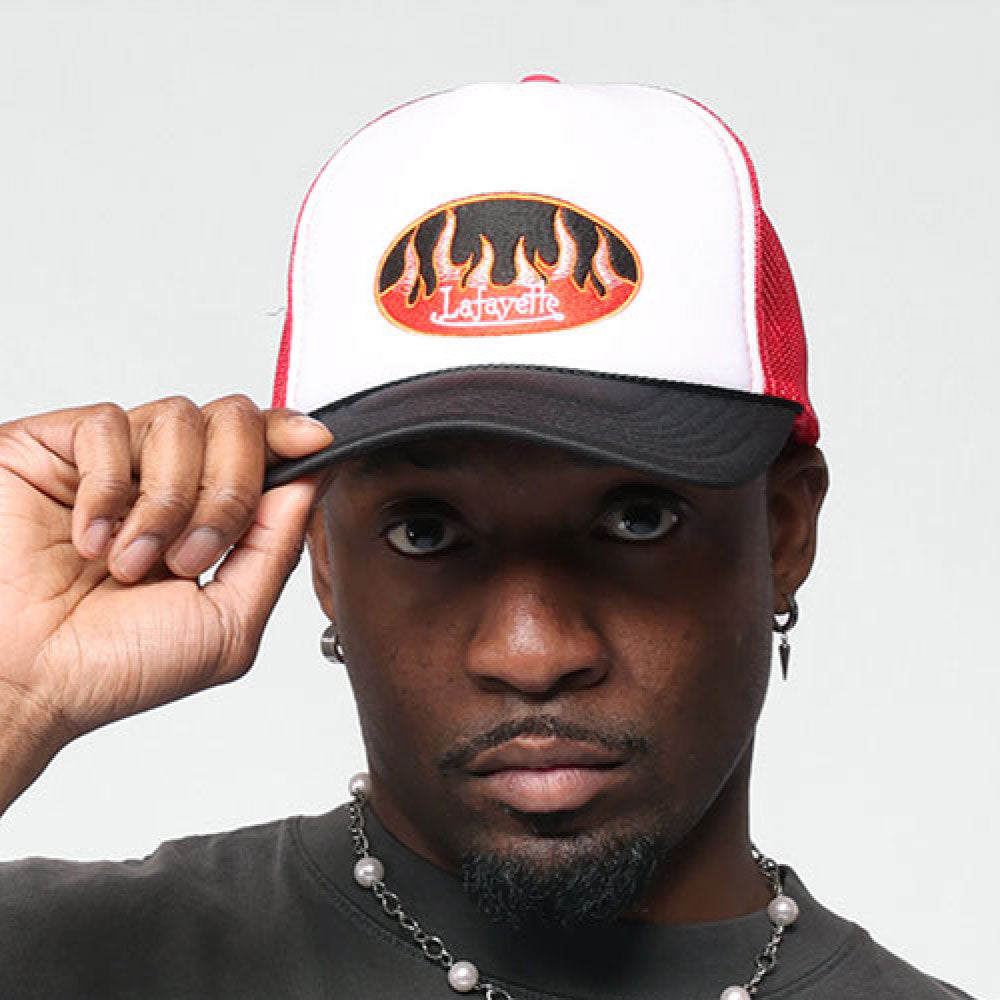 Fire Logo Trucker Cap ファイヤー ロゴ トラッカー メッシュ キャップ 帽子