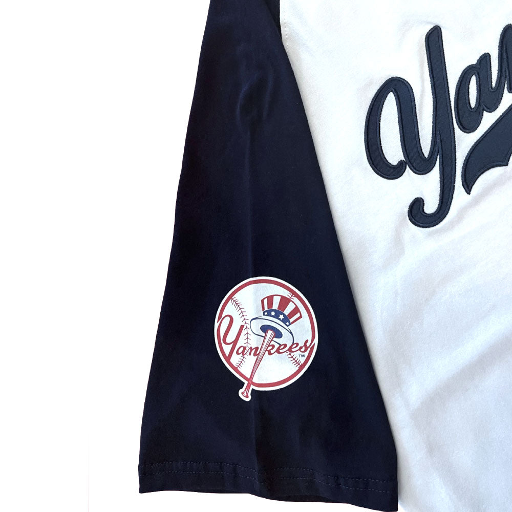 X New York Yankees Script Logo Raglan S/S Tee ニューヨーク ヤンキース 半袖 ラグラン Tシャツ 公式 Official