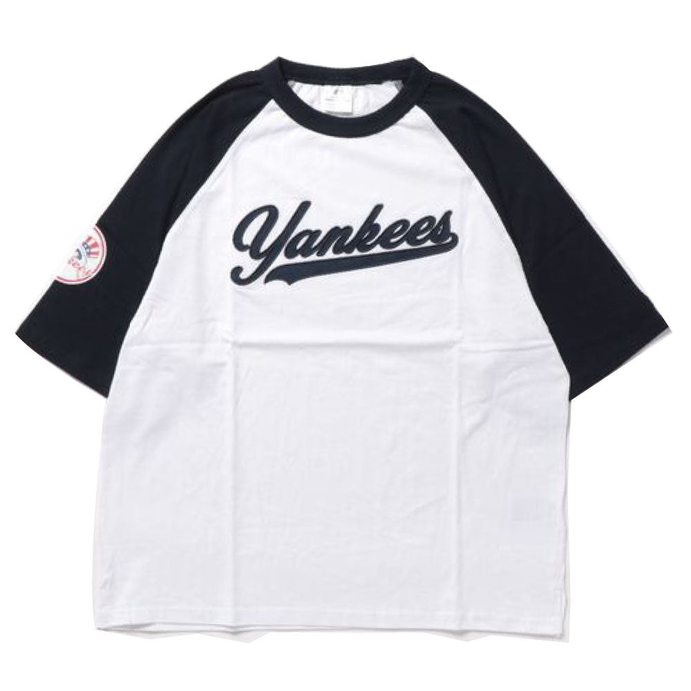 X New York Yankees Script Logo Raglan S/S Tee ニューヨーク ヤンキース 半袖 ラグラン Tシャツ 公式 Official