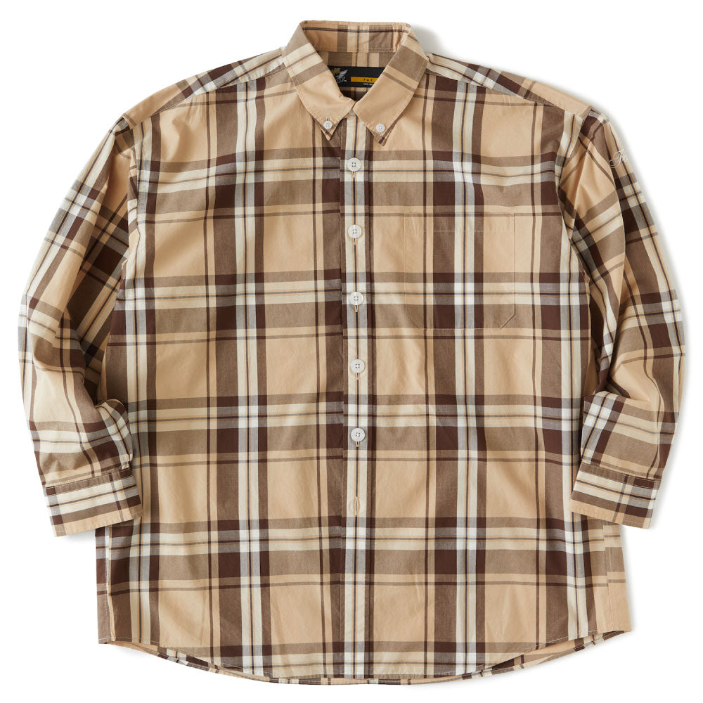 Dekachek L/S Shirt 長袖 ボタンダウン チェック シャツ Beige