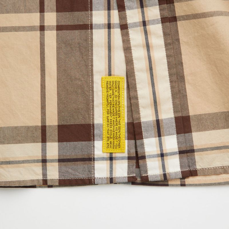 Dekachek L/S Shirt 長袖 ボタンダウン チェック シャツ Beige