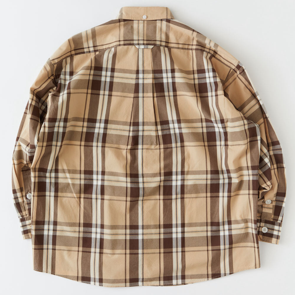 Dekachek L/S Shirt 長袖 ボタンダウン チェック シャツ Beige