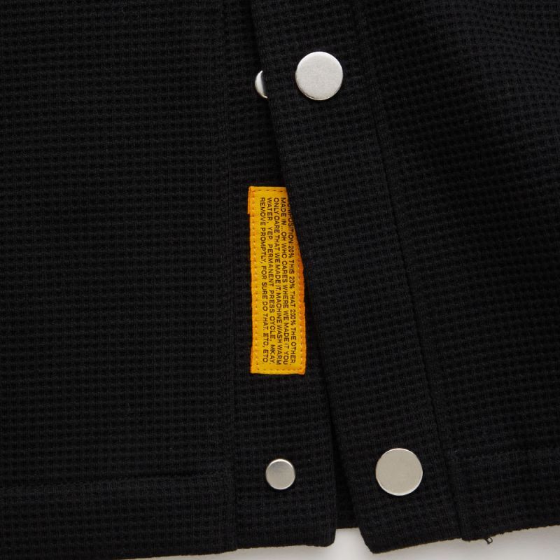 WAFFGAN Solid Waffle Cardigan Black ソリッド ワッフル スナップ カーディガン