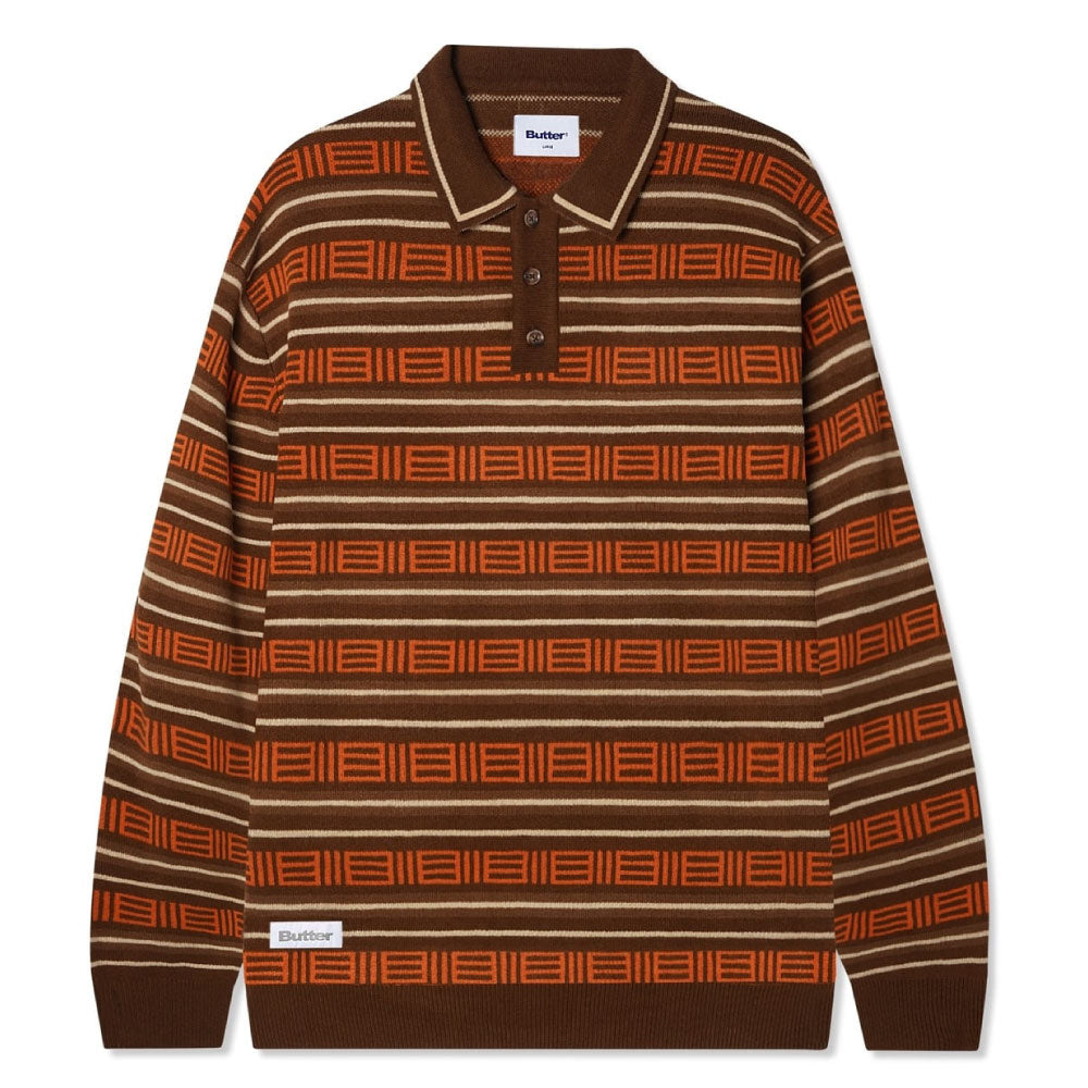 Windsor Knitted Sweater -Brown ニット ポロ セーター