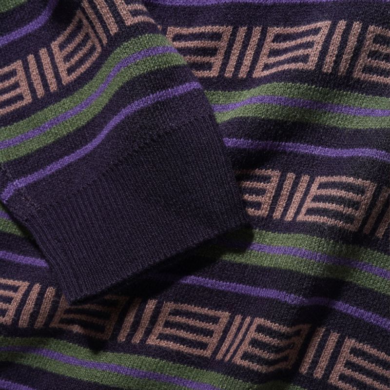 Windsor Knitted Sweater -Navy ニット ポロ セーター