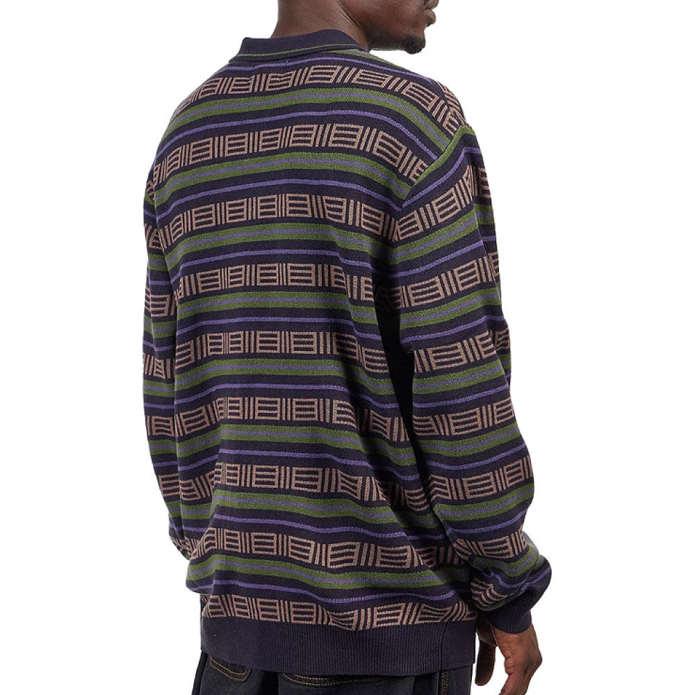 Windsor Knitted Sweater -Navy ニット ポロ セーター