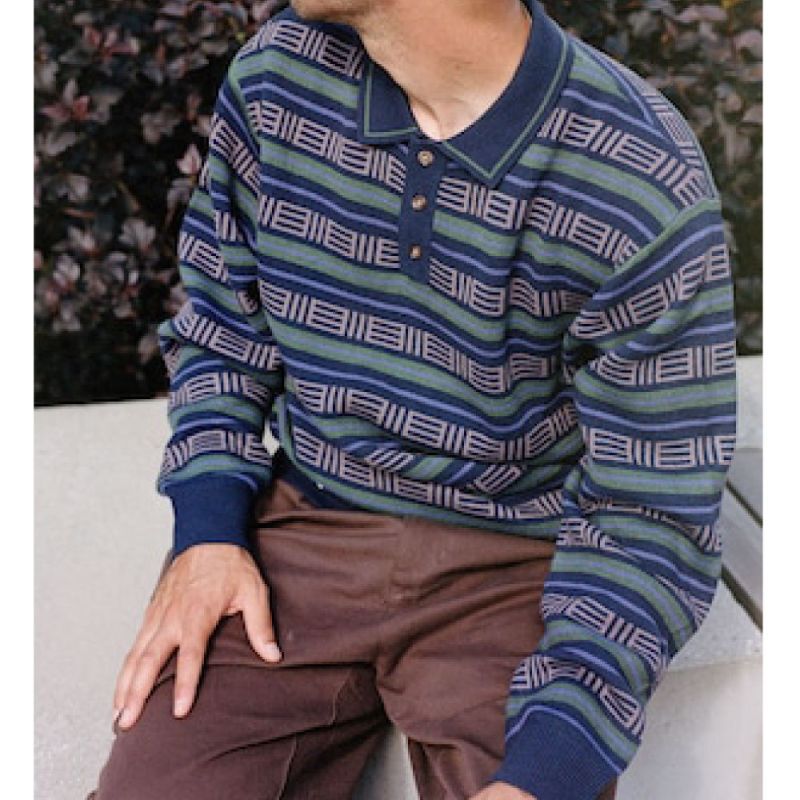 Windsor Knitted Sweater -Navy ニット ポロ セーター
