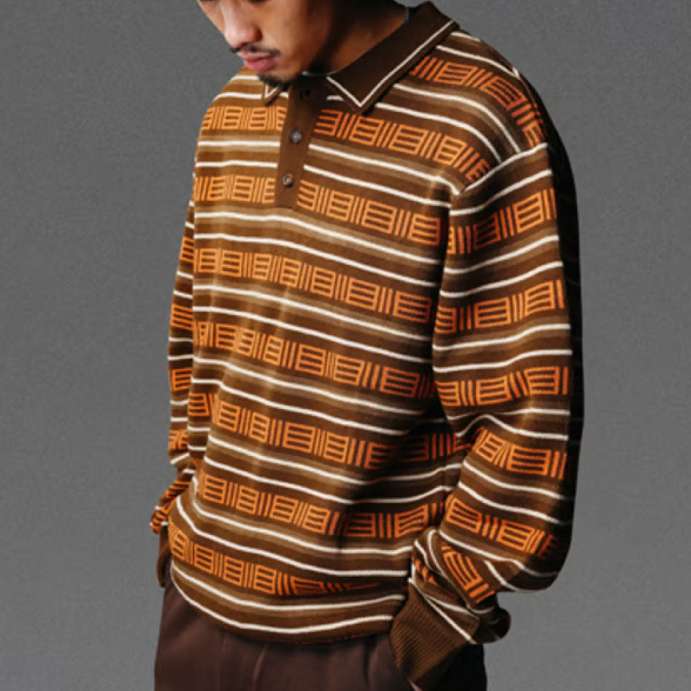 Windsor Knitted Sweater -Brown ニット ポロ セーター