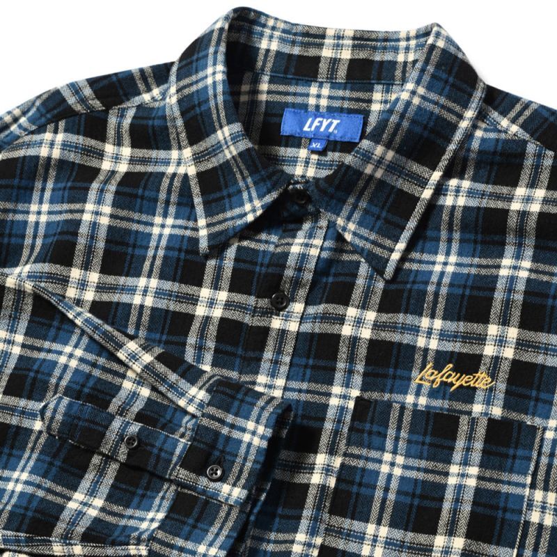 Script Logo Plaid Flannel L/S Shirts NVY タータン フランネル チェック 長袖 シャツ