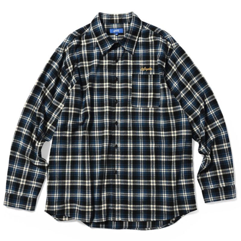 Script Logo Plaid Flannel L/S Shirts NVY タータン フランネル チェック 長袖 シャツ