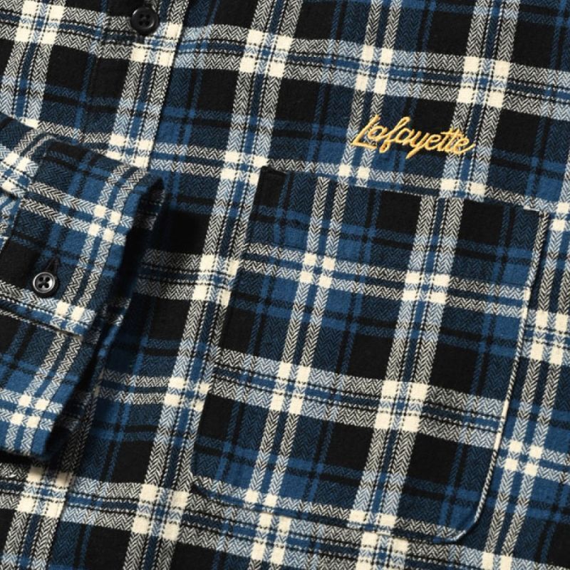 Script Logo Plaid Flannel L/S Shirts NVY タータン フランネル チェック 長袖 シャツ