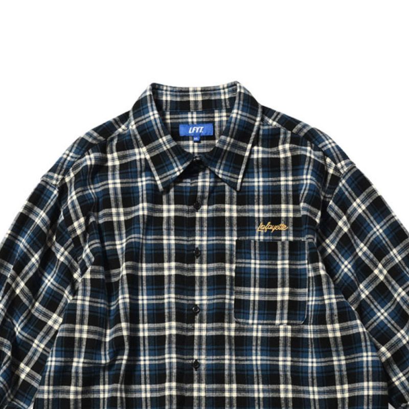 Script Logo Plaid Flannel L/S Shirts NVY タータン フランネル チェック 長袖 シャツ