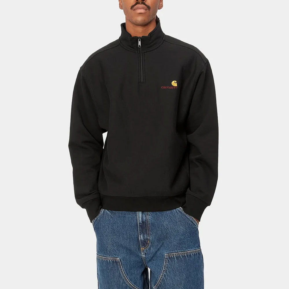 Half Zip American Script Sweatshirt Black ハーフ ジップ アメリカン スクリプト スウェット シャツ