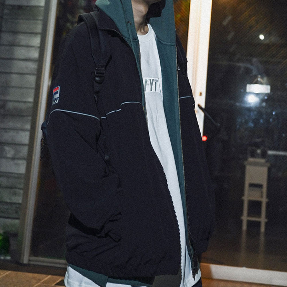 × FILA Track Jacket ナイロン リフレクター パイピング トラック ジャケット