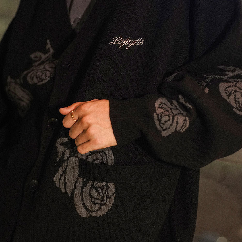 Rose Knit Cardigan BLK ローズ ニット カーディガン