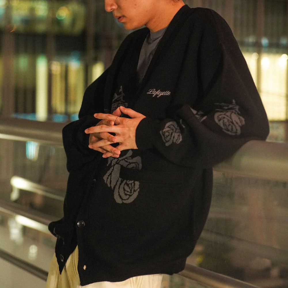 Rose Knit Cardigan BLK ローズ ニット カーディガン