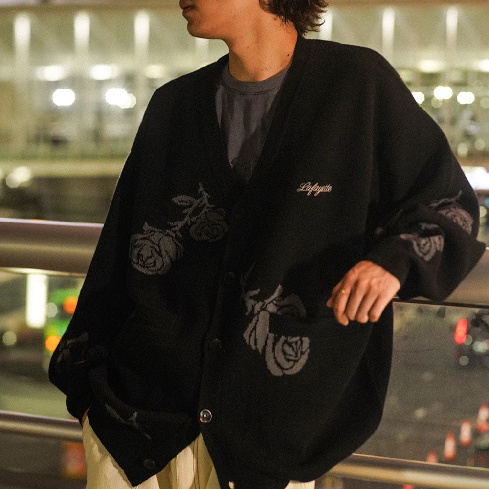 Rose Knit Cardigan BLK ローズ ニット カーディガン