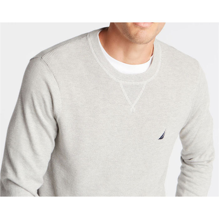 One Point Solid Crew Neck Knit Sweater ワンポイント クルーネック コットン ニット セーター