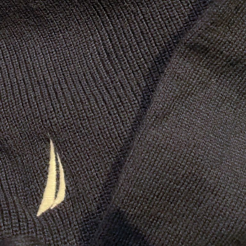 One Point Solid Crew Neck Knit Sweater NVY ワンポイント クルーネック コットン ニット セーター