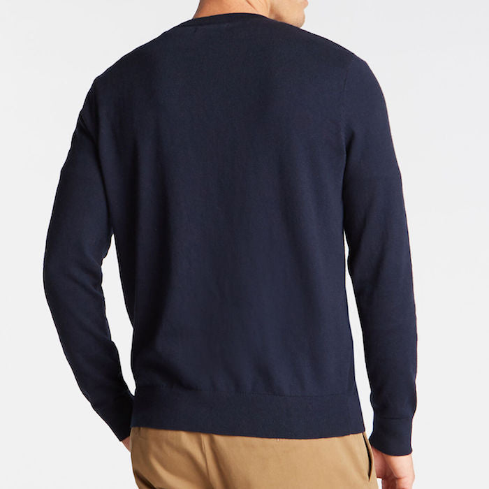 One Point Solid Crew Neck Knit Sweater NVY ワンポイント クルーネック コットン ニット セーター