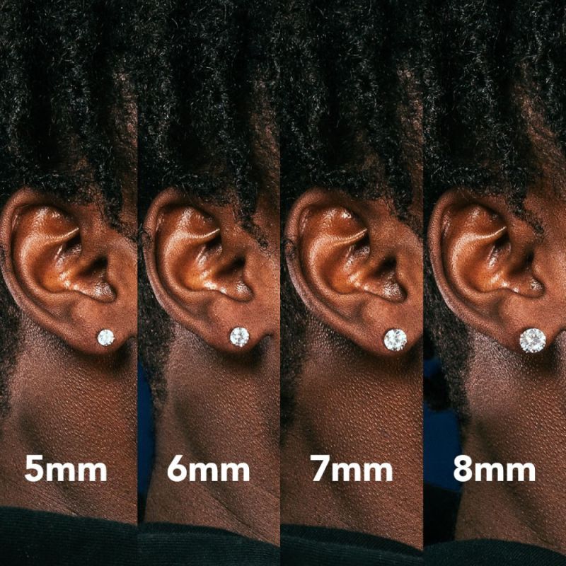 925 Sterling Silver Round Stud Earrings Pearce VVS 4mm 5mm 6mm 7mm ピアス