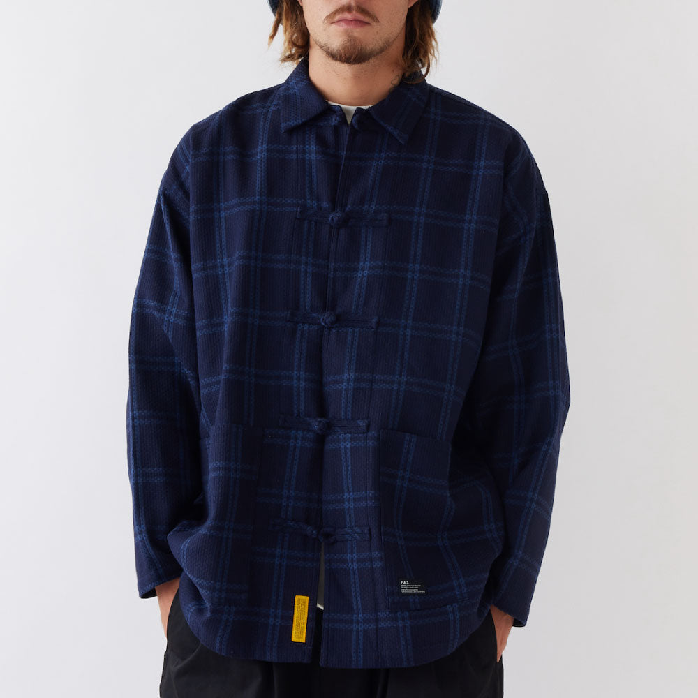 NEEDLER L/S Shirt チェック チャイナ 長袖 シャツ ジャケット