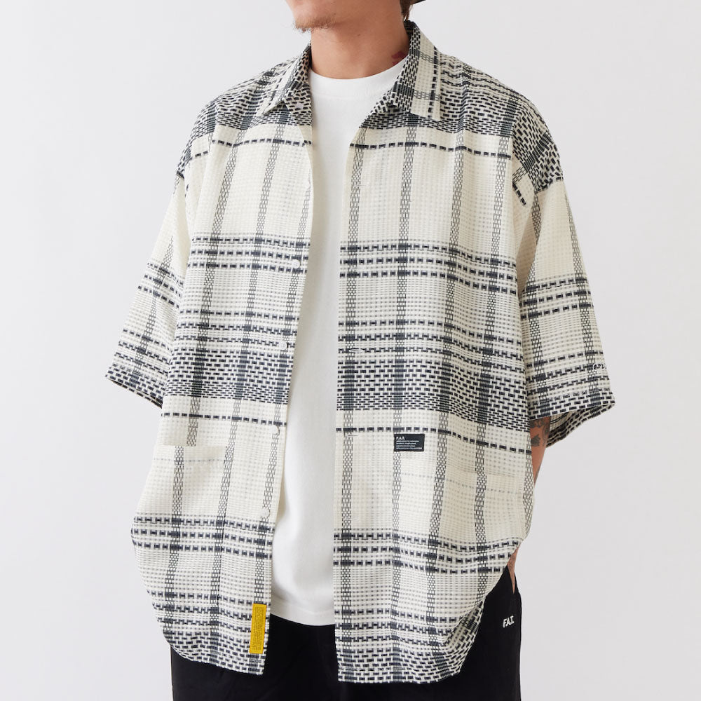 GIGASHEER S/S Mesh Check Shirt WHT 半袖 シアー チェック シャツ