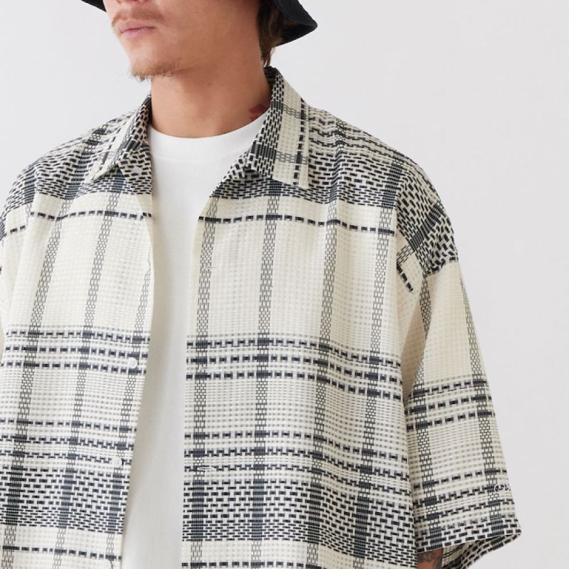GIGASHEER S/S Mesh Check Shirt WHT 半袖 シアー チェック シャツ
