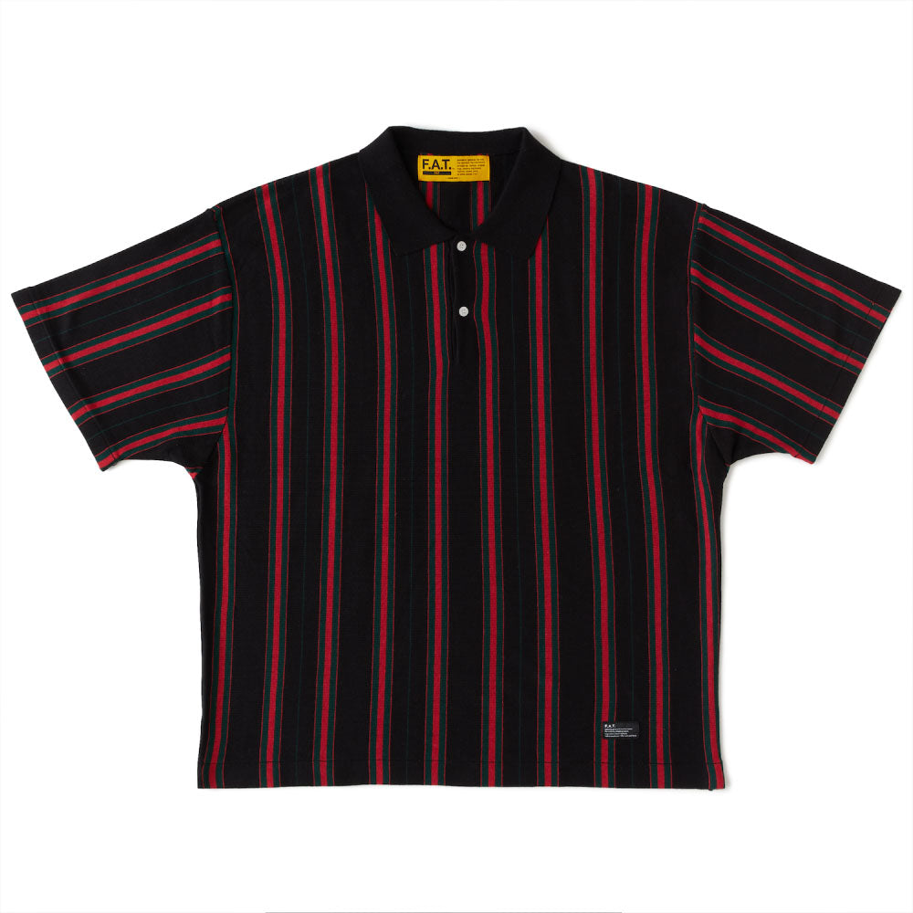 PINGAUGE S/S Knit Polo Shirt BLK 半袖 ストライプ ニット ポロ シャツ