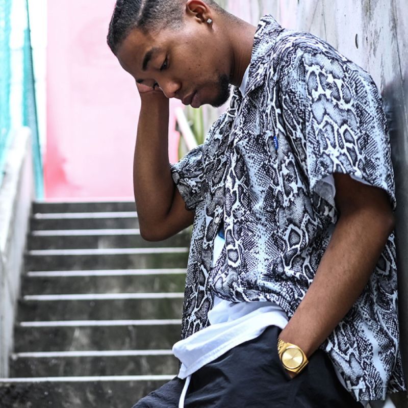 Patterned Open Collar S/S Snake Shirt スネーク 半袖 開襟 シャツ
