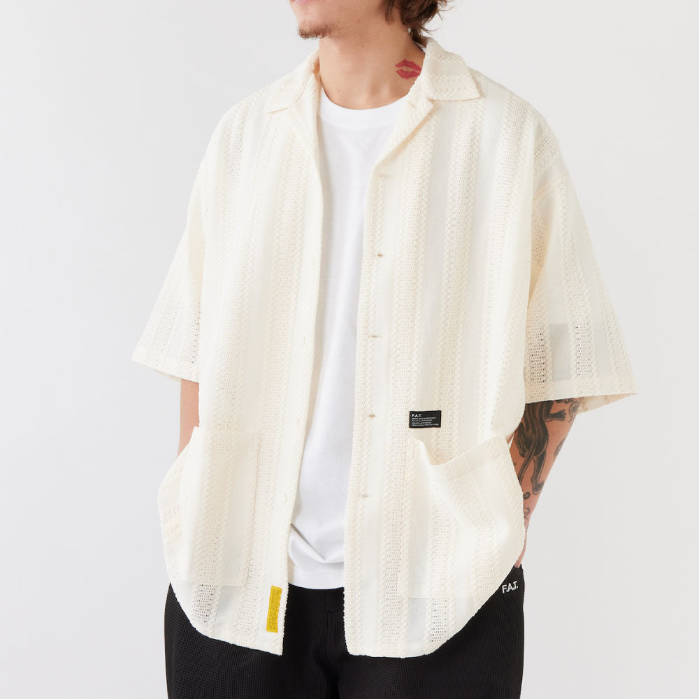GIGALACE S/S Lace Shirts WHT シアー メッシュ 半袖 レース シャツ
