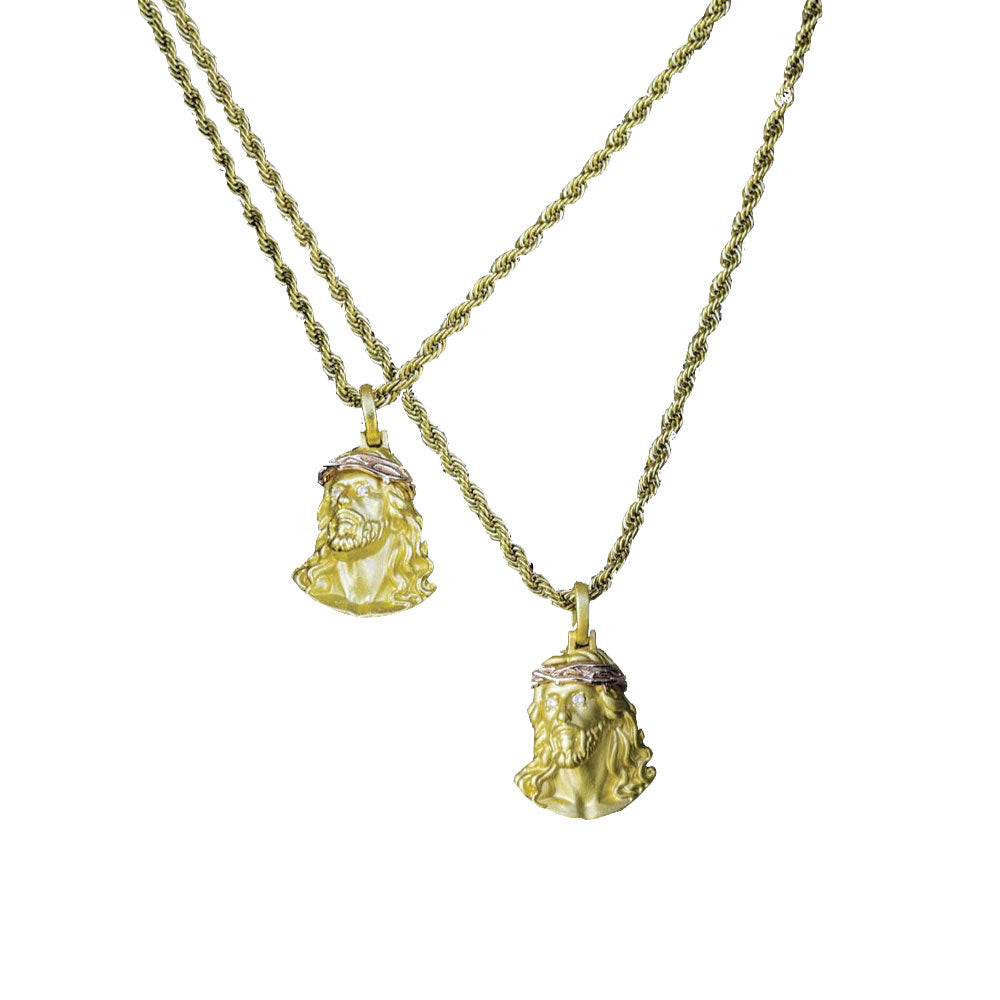 Matte Mini Jesus Piece Rope Chain Necklace GLD マット ミニ ジーザス ロープ チェーン ネックレス