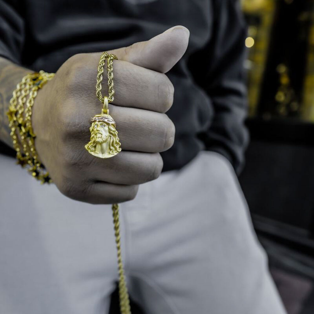 Matte Mini Jesus Piece Rope Chain Necklace GLD マット ミニ ジーザス ロープ チェーン ネックレス