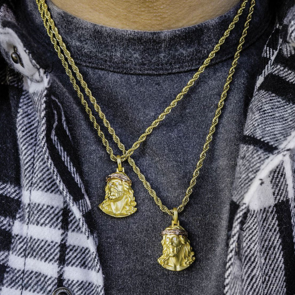 Matte Mini Jesus Piece Rope Chain Necklace GLD マット ミニ ジーザス ロープ チェーン ネックレス
