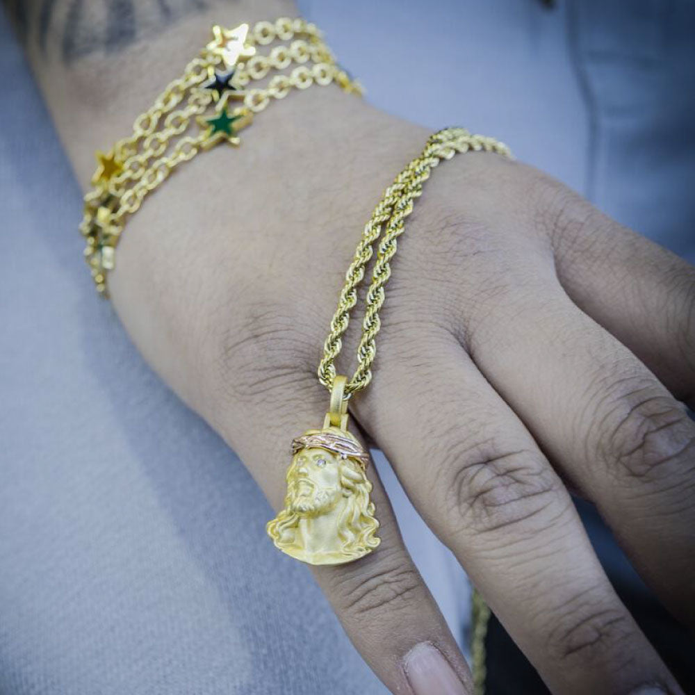 Matte Mini Jesus Piece Rope Chain Necklace GLD マット ミニ ジーザス ロープ チェーン ネックレス