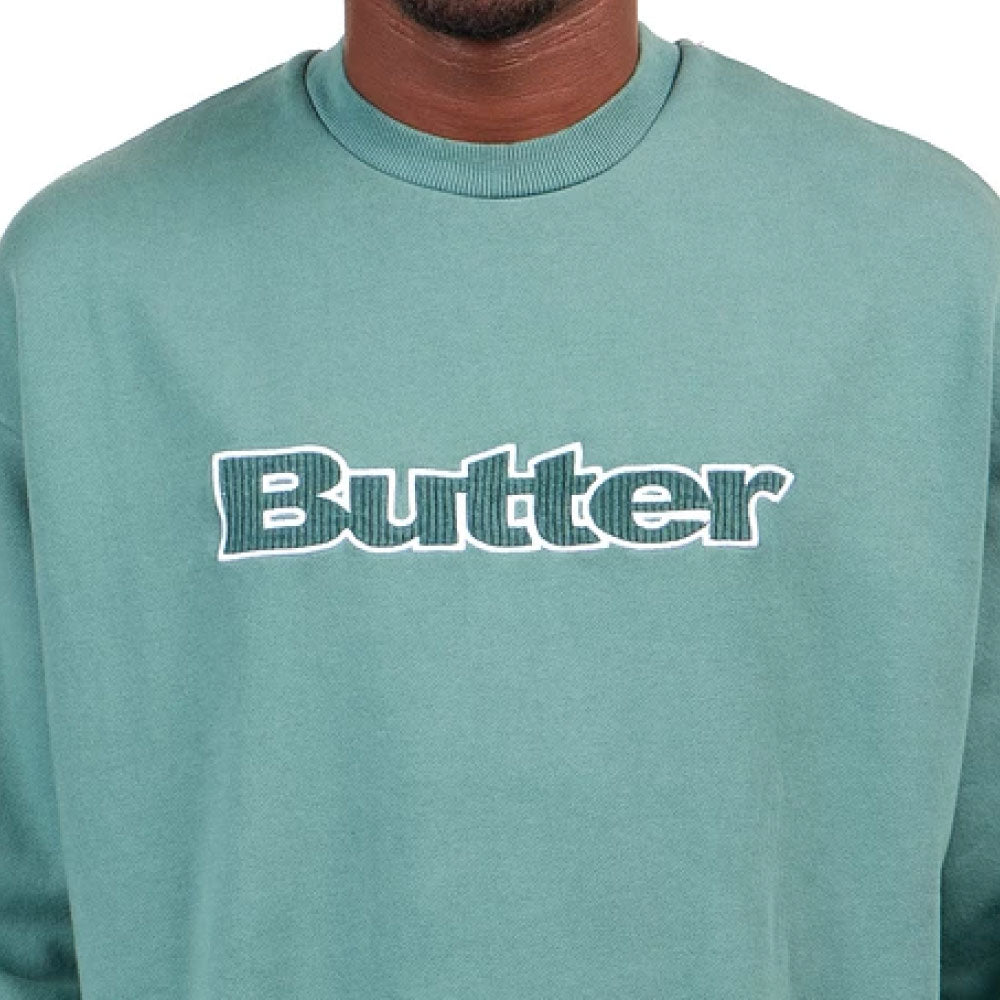 Cord Logo Crewneck Sweatshirt Rhubard GRN コーデュロイ ロゴ クルーネック スウェット シャツ