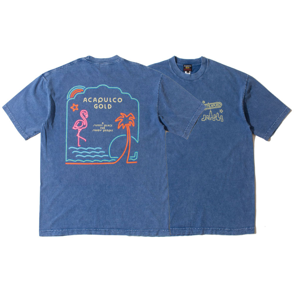 Night Club Worn Effect Washed S/S Tee ネオンサイン 半袖 Tシャツ