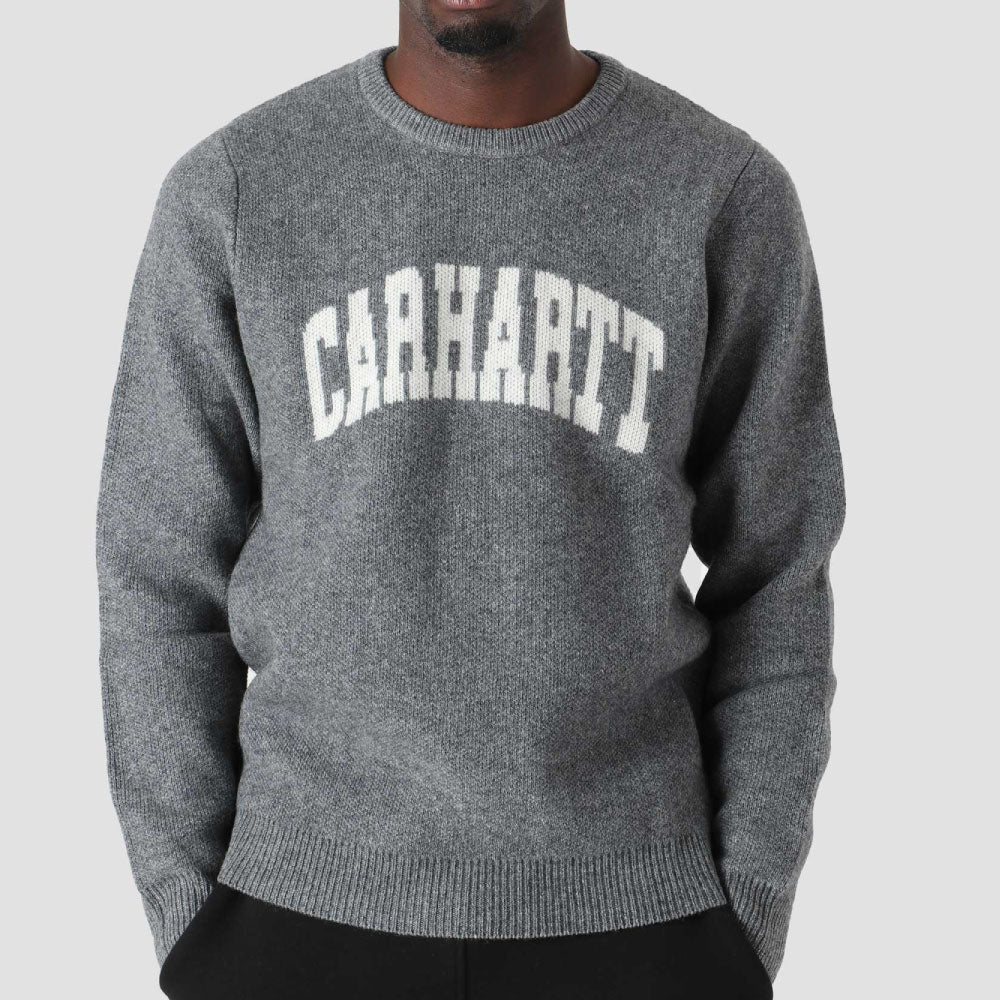 University Script Logo Sweater カレッジ ロゴ アーチ セーター Dark Grey Heather