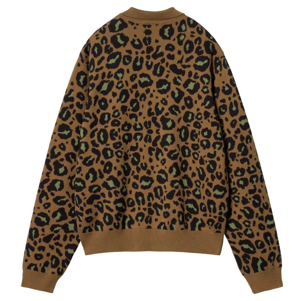 ARLO Knit Polo L/S Shirt Camo Leo Jacquard コットン ニット 長袖 レオパード ポロ シャツ