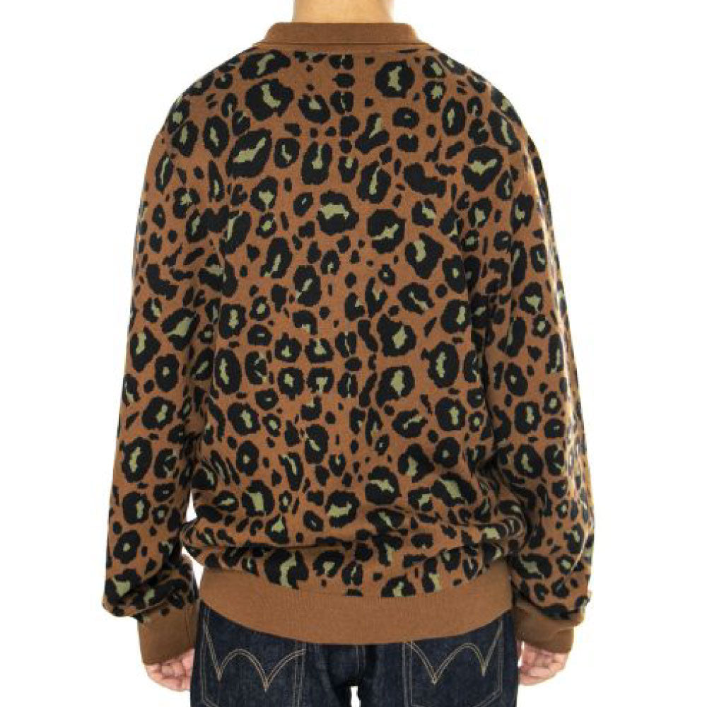 ARLO Knit Polo L/S Shirt Camo Leo Jacquard コットン ニット 長袖 レオパード ポロ シャツ