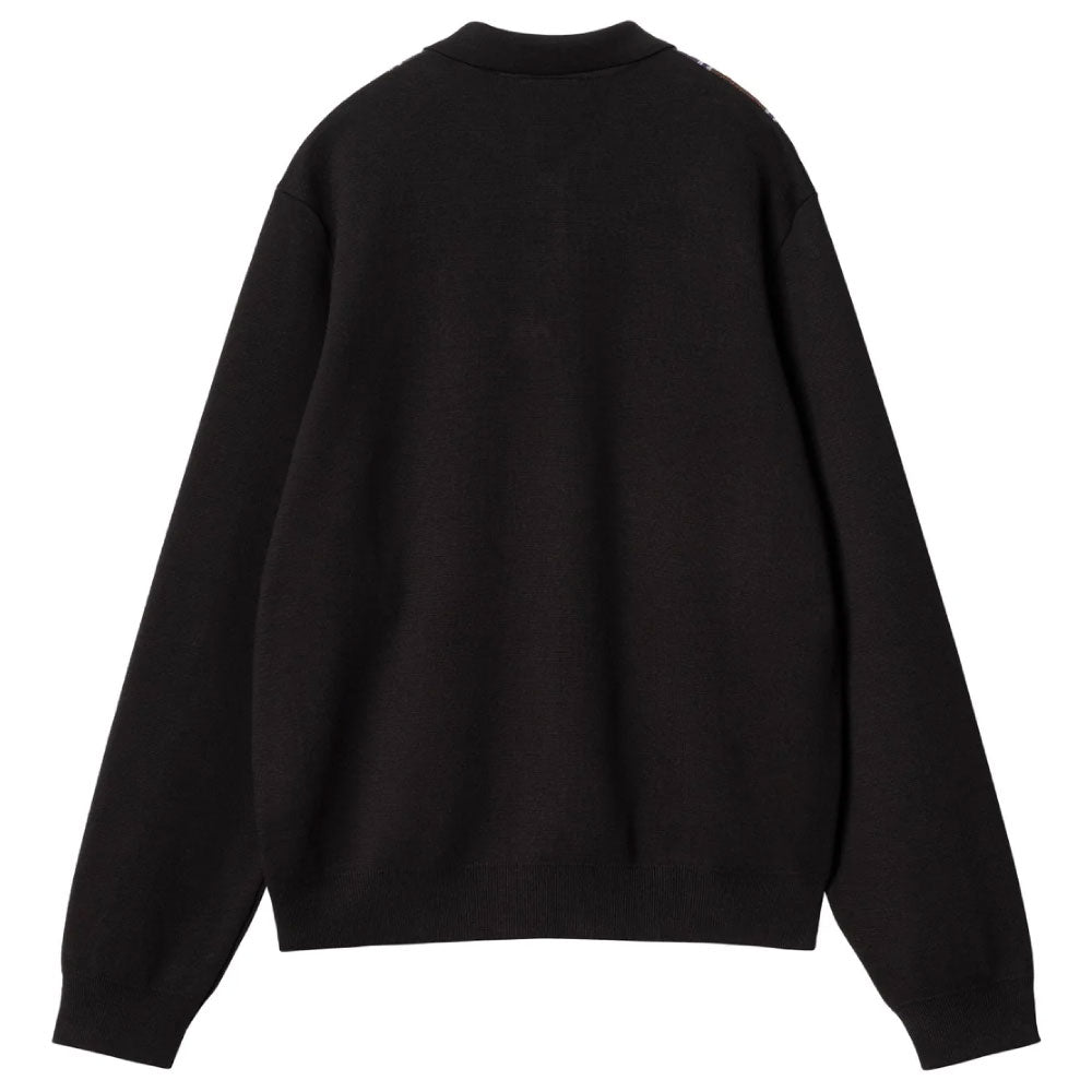 ARLO Knit Polo L/S Shirt Stripe Jacquard BLK コットン ニット 長袖 ストライプ ポロ シャツ