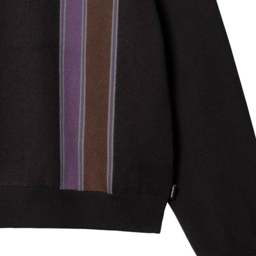 ARLO Knit Polo L/S Shirt Stripe Jacquard BLK コットン ニット 長袖 ストライプ ポロ シャツ
