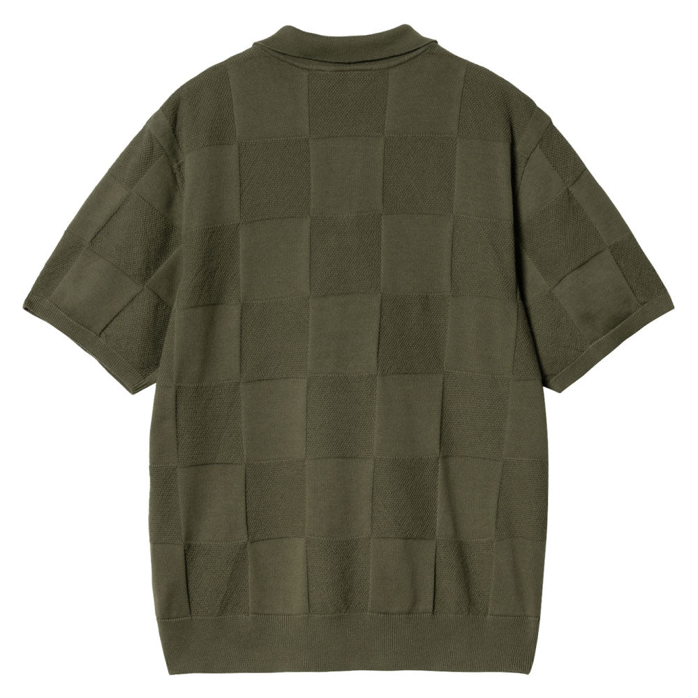 Checker S/S Knit Polo Shirts OLV 半袖 チェッカー ニットポロ シャツ